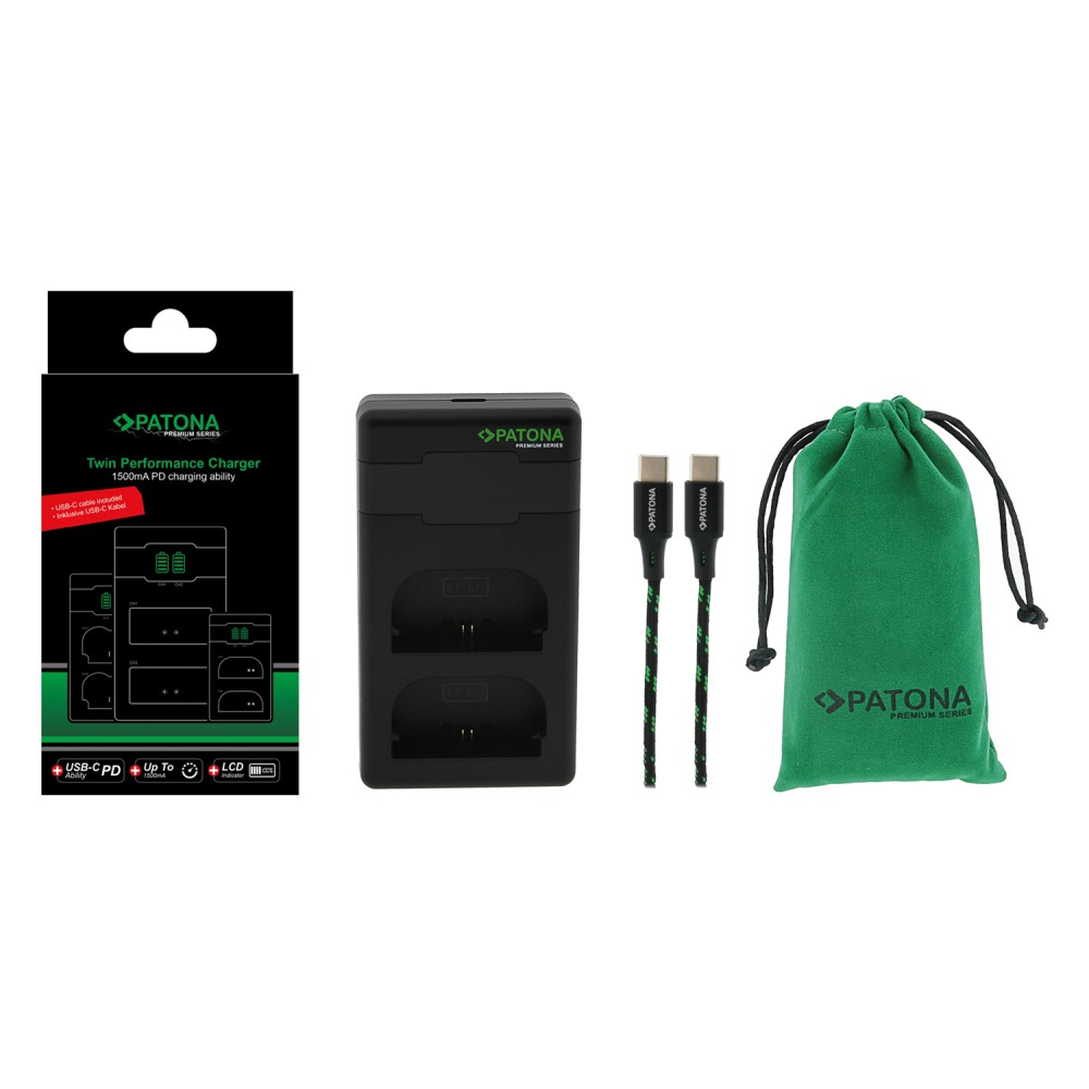 Зарядное устройство Patona Premium Twin Performance PD Charger для 2х аккумуляторов LP-E6