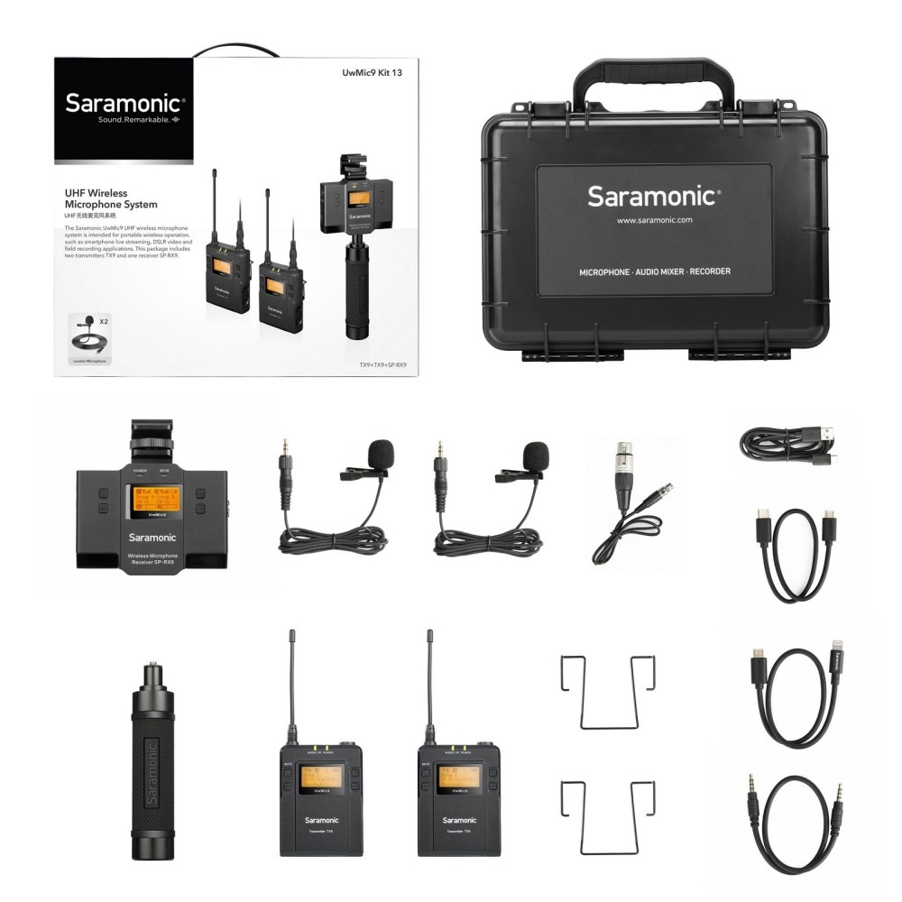 Радиосистема Saramonic UwMic9 Kit13 TX9+TX9+SPRX9 приемник с держателем смартфона + 2 передатчика