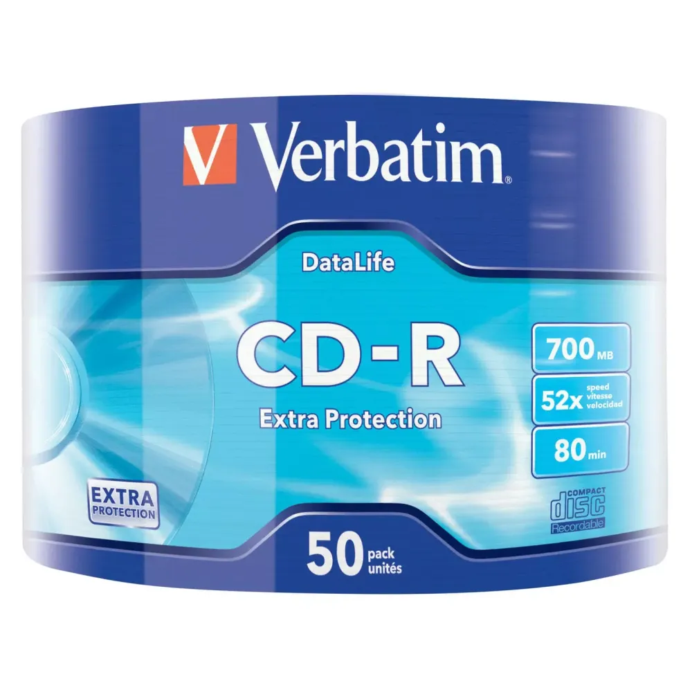 Оптический диск Verbatim CD-R 700MB 52X Extra Protection, Bulk, 50 шт