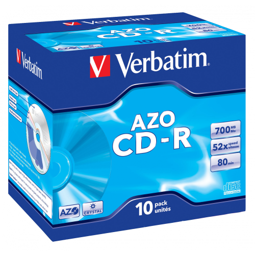 Оптический диск Verbatim CD-R 700MB 52X AZO Crystal, Slim Case, 10 шт