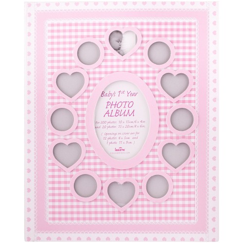 Фотоальбом Innova Baby's First Year 10x15/15x20 на 200/20 фото, с кармашками, картон, розовый