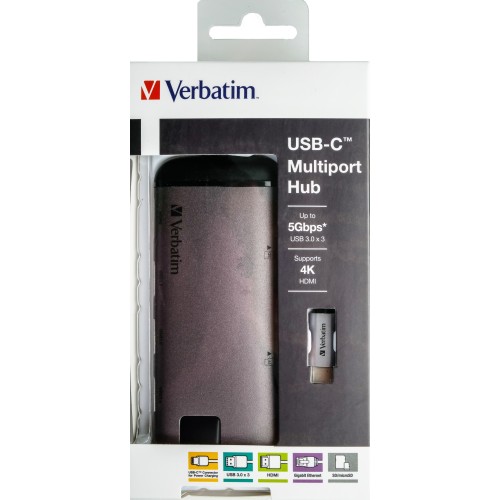 Многопортовый разветвитель Verbatim USB-C USB 3.0/HDMI/Gigabit Ethernet/SD/microSD
