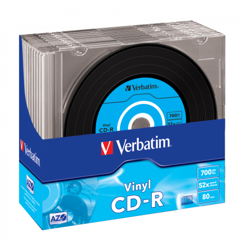 Оптический диск Verbatim CD-R 700MB 52X AZO Vinyl, Slim Case, 10шт