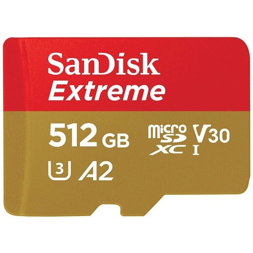 Карта памяти SanDisk Extreme microSDXC 512GB UHS-I U3 V30 A2, R/W 190/130 МБ/с