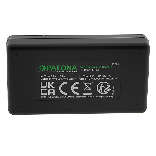 Зарядное устройство Patona Premium Twin Performance PD Charger для 2х аккумуляторов LP-E17