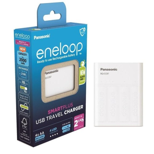 Зарядное устройство Panasonic Eneloop SmartPlus USB Travel Charger BQ-CC87 + 4шт АА 2000 mAh