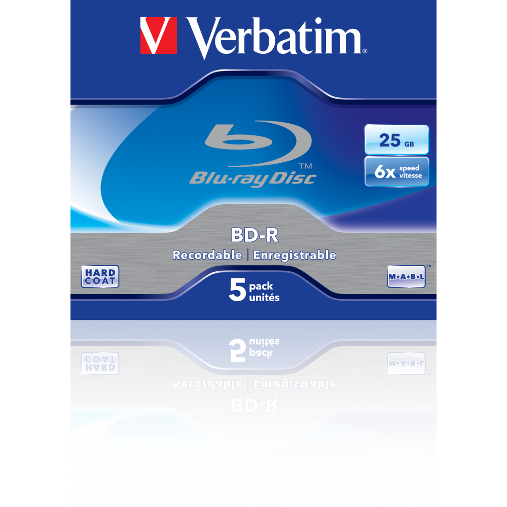 Оптический диск Verbatim BD-R SL 25GB 6X HardCoat, Jewel Case, 5 шт