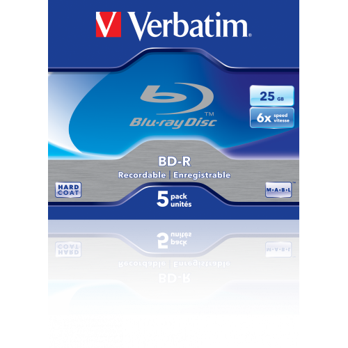 Оптический диск Verbatim BD-R SL 25GB 6X HardCoat, Jewel Case, 5 шт