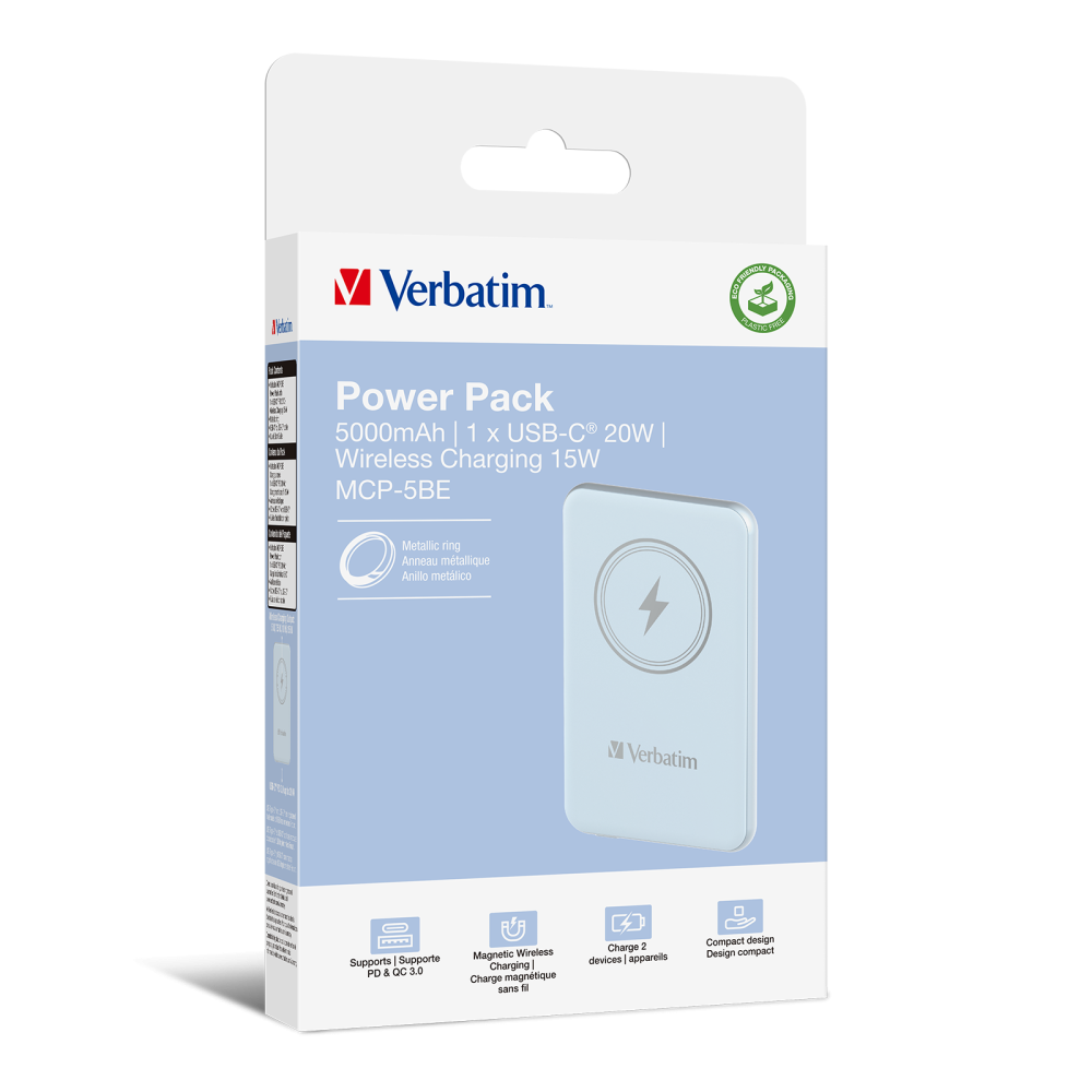 Портативный аккумулятор Verbatim Charge‘n’Go Power Bank 5000 мАч с беспроводной зарядкой, синий