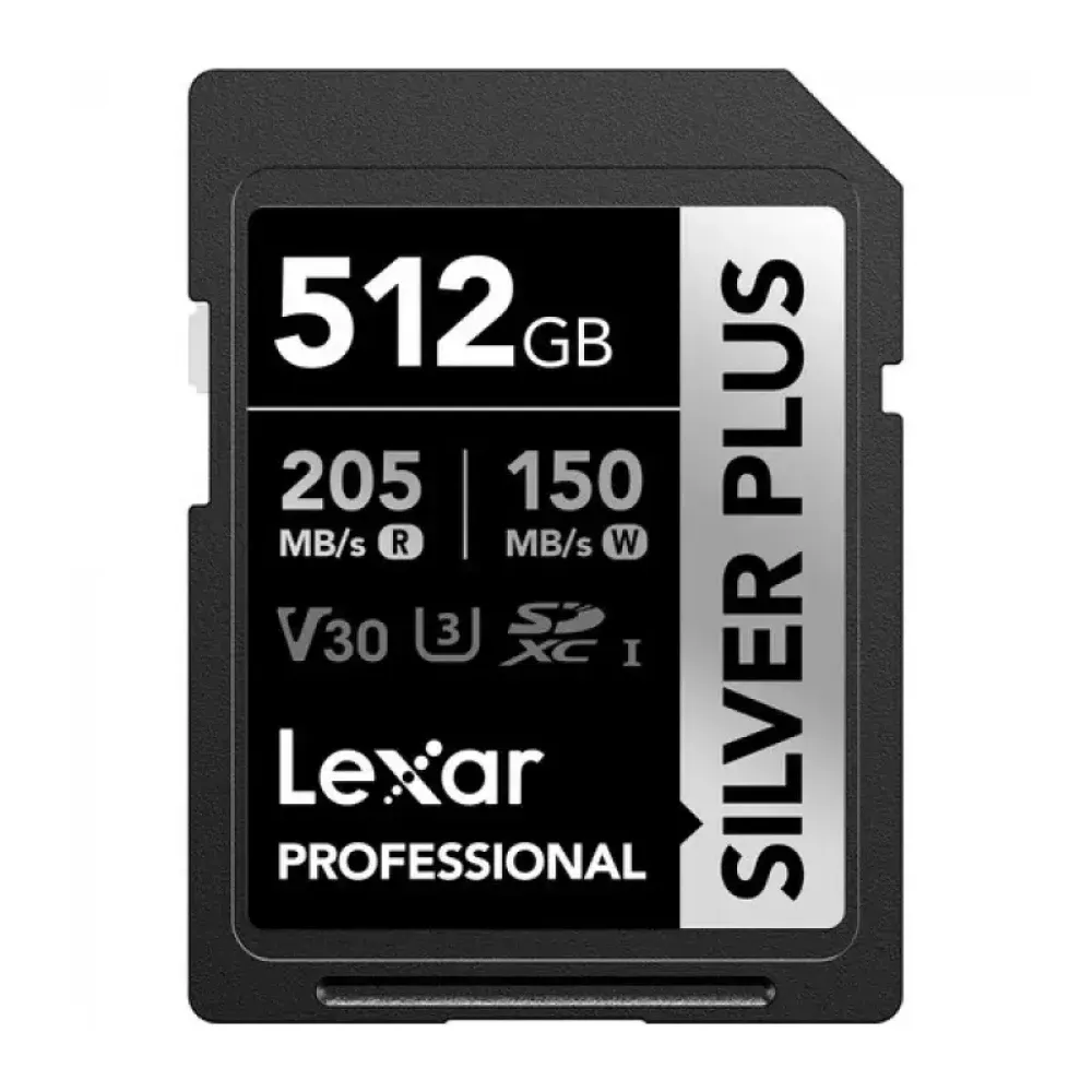 Карта памяти Lexar Professional SILVER PLUS SDXC 512GB UHS-I U3 V30 C10, R/W 205/150 МБ/с