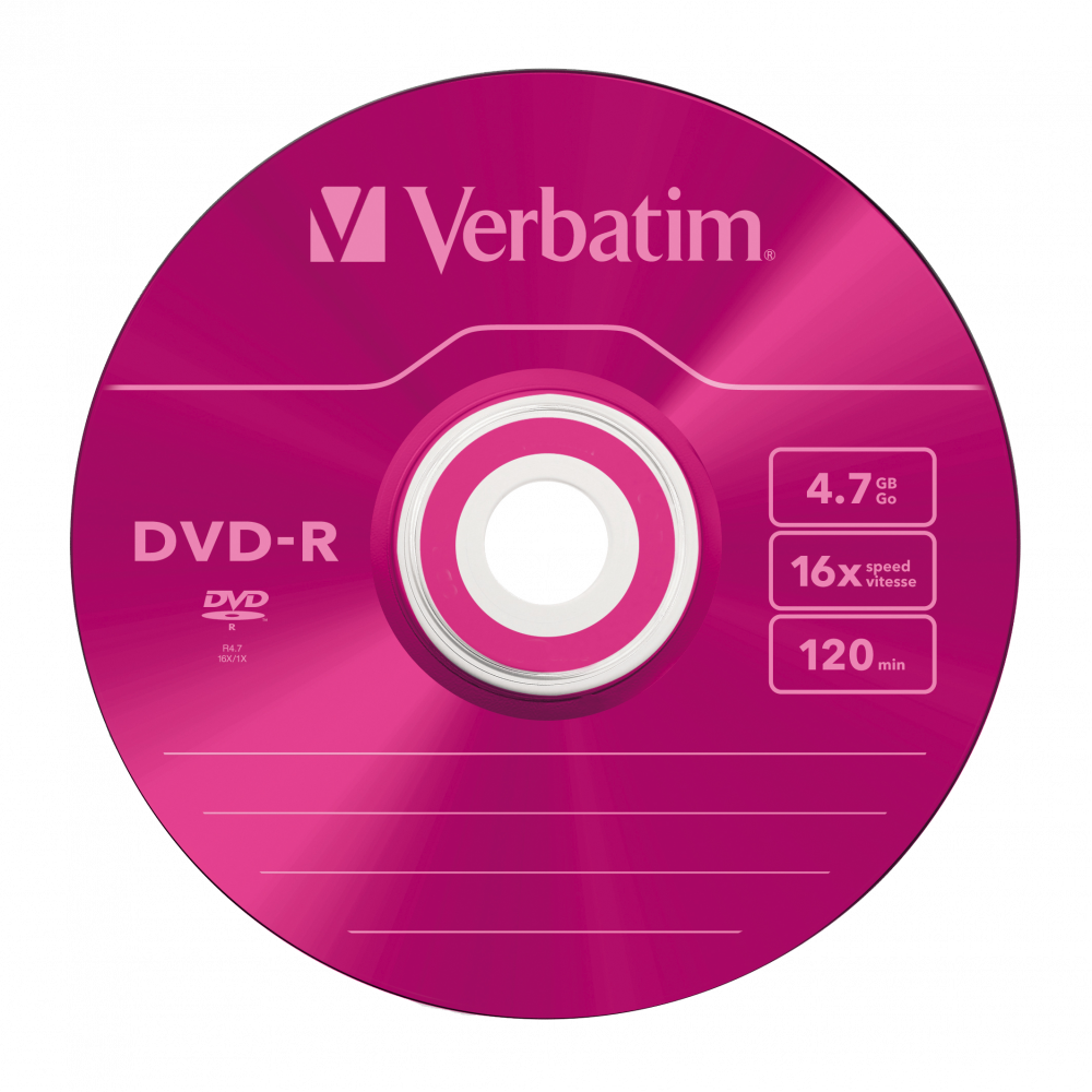 Оптический диск Verbatim DVD-R 4.7GB 16X AZO Color, Slim Case, 5 шт