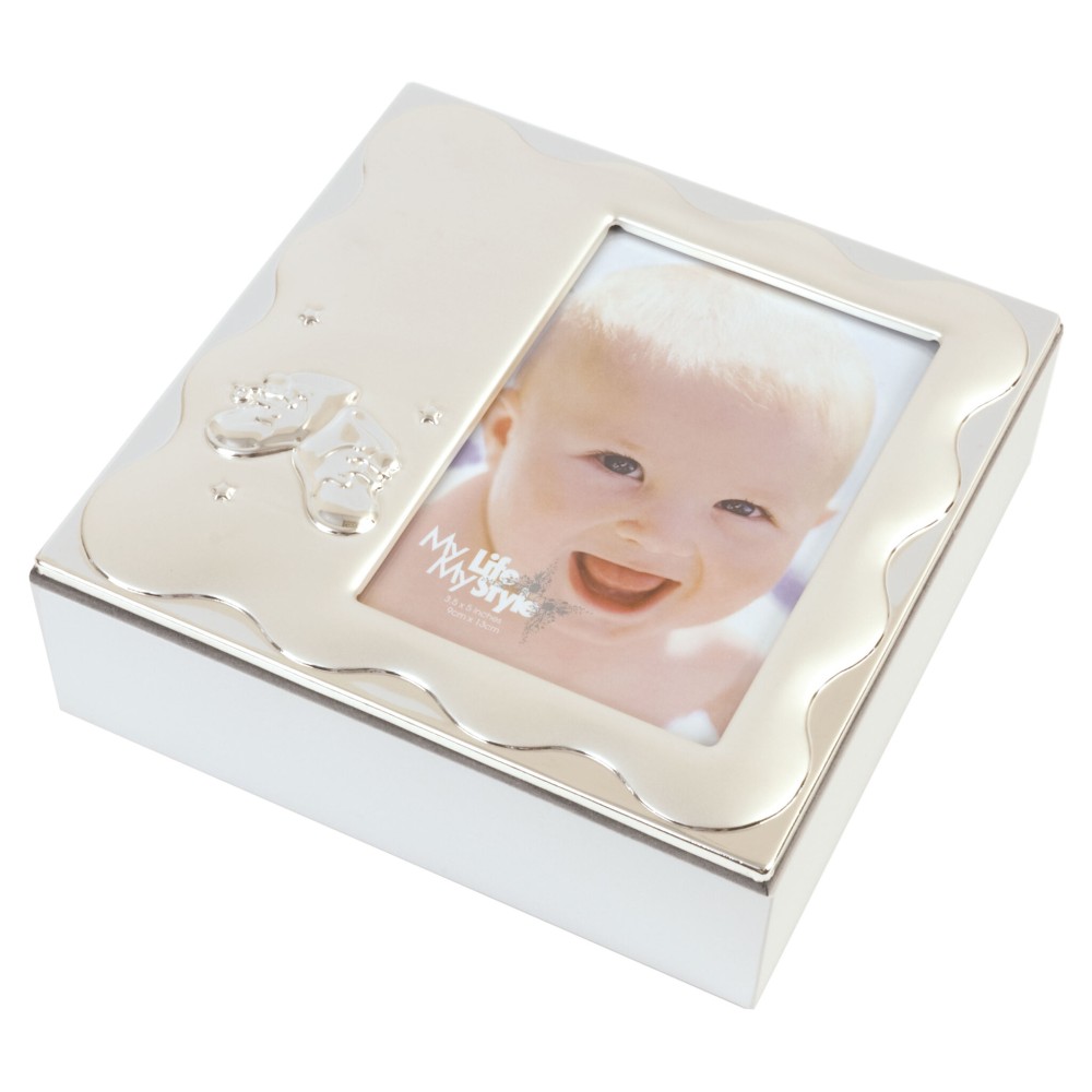 Фоторамка шкатулка Innova Baby Metal Keep Sake Box 3.5x5, металл/стекло, серебристый (Y04011)