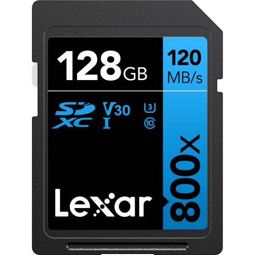 Карта памяти Lexar High-Performance 800x Blue PRO SDXC 128GB UHS-I U3 V30, R/W 150/45 МБ/с
