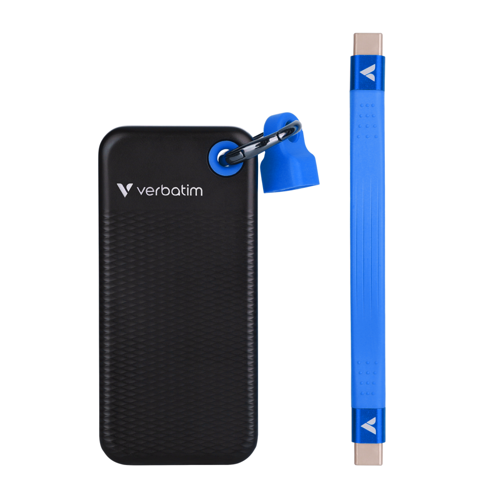 Внешний накопитель Verbatim Pocket SSD 1TB, USB 3.2 Gen2, R/W 1000/1000 МБ/с черный/синий