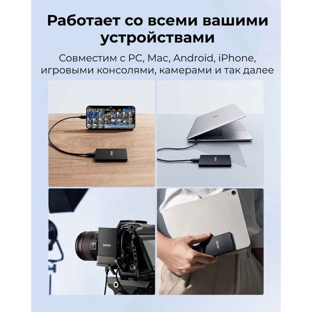 Внешний накопитель Lexar SL500 Portable SSD USB3.2 Gen2x2 512GB, R/W 2000/1800 МБ/с