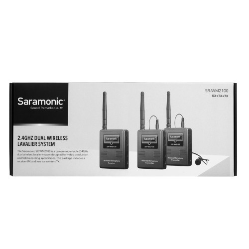 Радиосистема Saramonic SR-WM2100 приемник + 2 передатчика, 2,4ГГц, разъем 3,5 мм