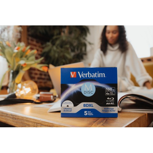 Оптический диск Verbatim BDXL 100GB 4X MDISC Lifetime archival Inkjet Printable, Jewel Case, 5 шт