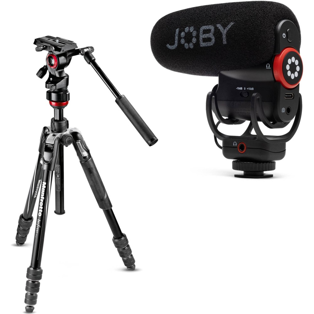 Штатив с видеоголовкой Manfrotto MVKBFRTLIVE-BDL Befree Advanced Live + микрофон Wavo Plus
