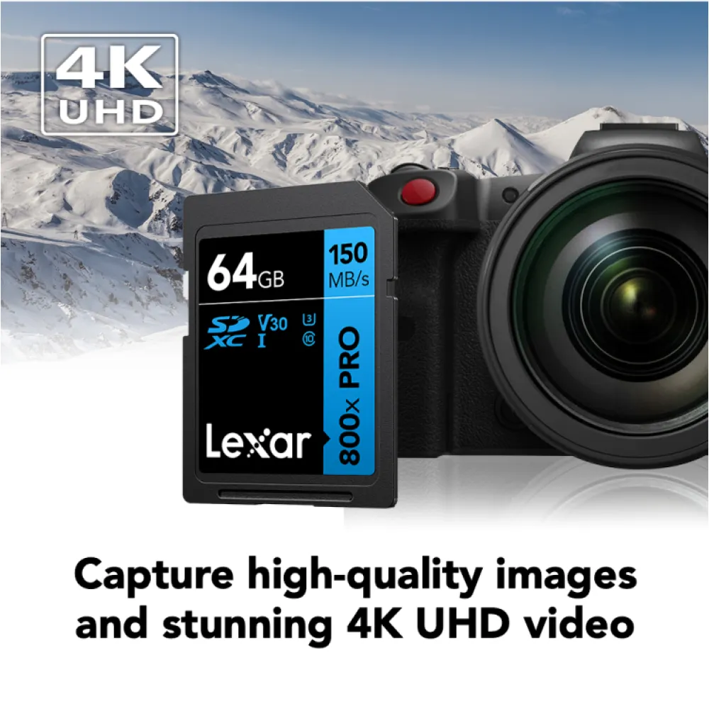 Карта памяти Lexar High-Performance 800x Blue PRO SDXC 64GB UHS-I U3 V30, R/W 150/45 МБ/с