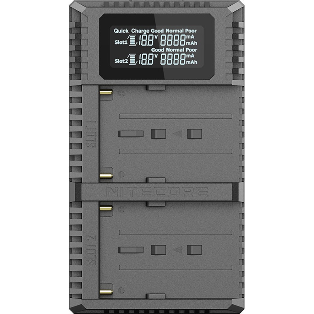 Зарядное устройство Nitecore USN3 PRO Dual Slot USB Charger QC 2.0 для аккумуляторов NP-FM500H и NP-F серии