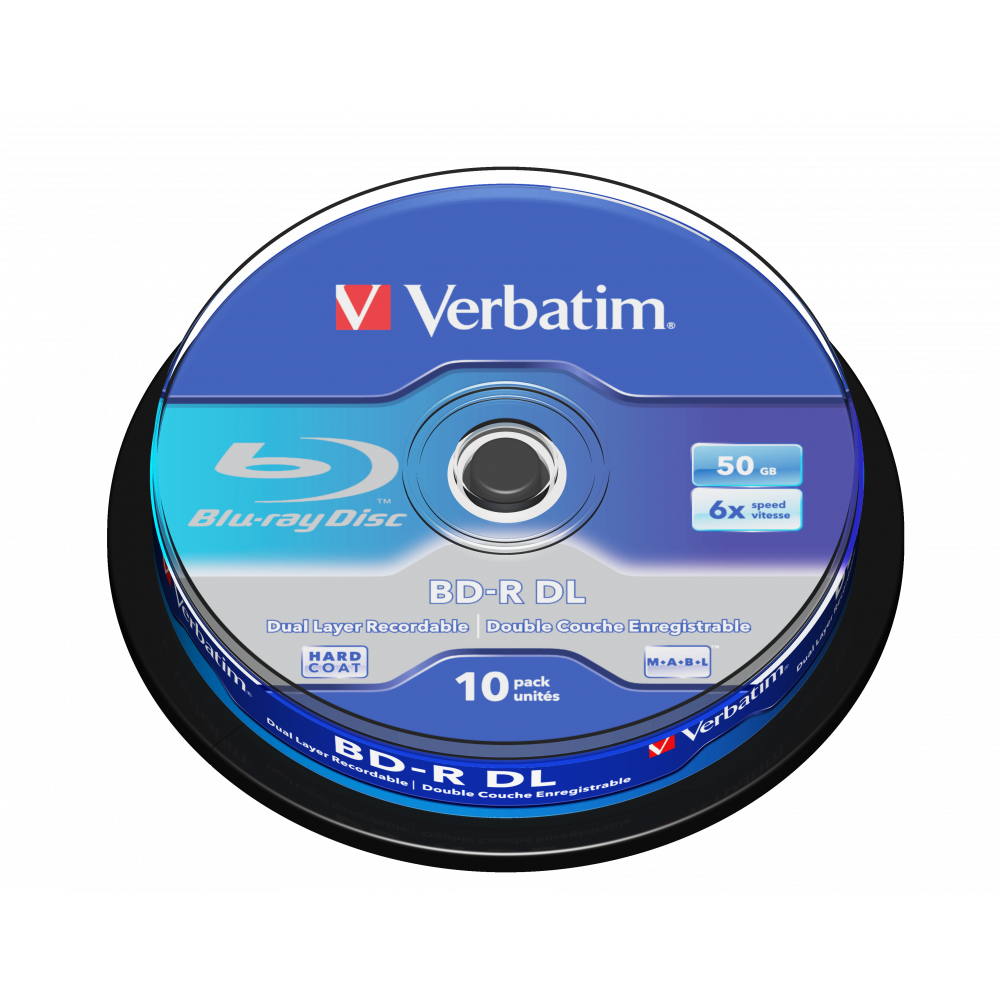 Оптический диск Verbatim BD-R DL 50GB 6X HardCoat, Spindle, 10 шт