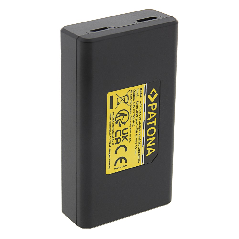 Зарядное устройство Patona Dual LCD USB для 2х аккумуляторов Insta360 X3