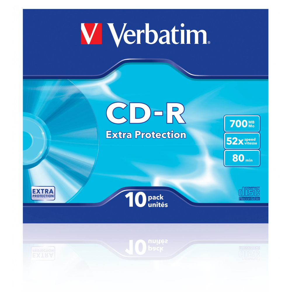 Оптический диск Verbatim CD-R 700MB 52X Extra Protection, Slim Case, 10 шт