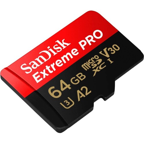 Карта памяти SanDisk Extreme Pro microSDXC 64GB UHS-I U3 V30 A2, R/W 200/90 МБ/с с адаптером