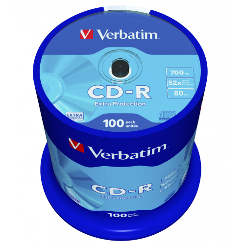 Оптический диск Verbatim CD-R 700MB 52X Extra Protection, Spindle, 100 шт