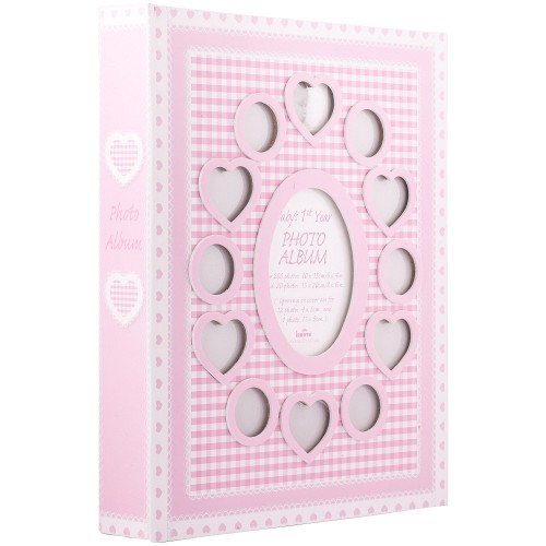 Фотоальбом Innova Baby's First Year 10x15/15x20 на 200/20 фото, с кармашками, картон, розовый