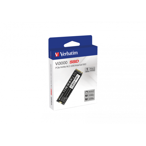 Внутренний накопитель Verbatim Vi3000 M.2 SSD PCIe NVMe 1TB, R/W 3100/2900 МБ/с