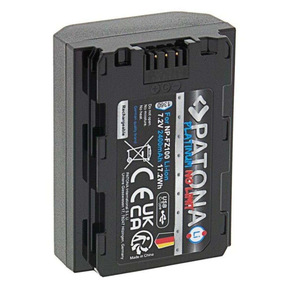 Аккумулятор Patona Platinum аналог Sony NP-FZ100 с зарядкой по USB-C