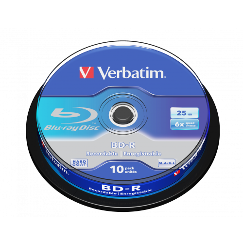 Оптический диск Verbatim BD-R SL 25GB 6X HardCoat, Spindle, 10 шт