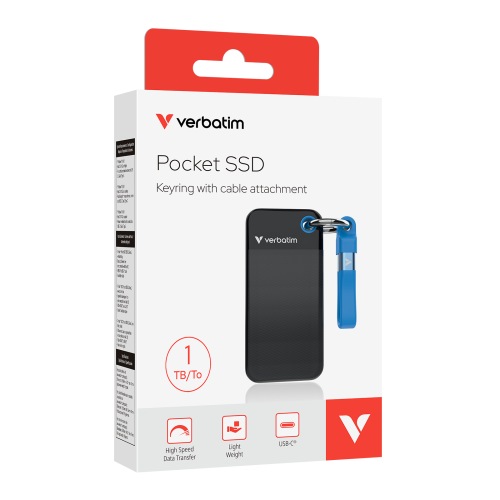 Внешний накопитель Verbatim Pocket SSD 1TB, USB 3.2 Gen2, R/W 1000/1000 МБ/с черный/синий