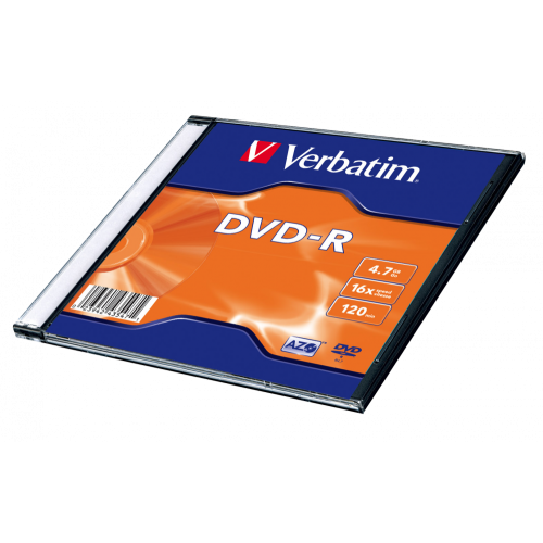 Оптический диск Verbatim DVD-R 4.7GB 16X AZO Matt Silver, Slim Case, 1 шт