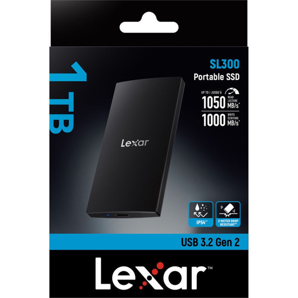 Внешний накопитель Lexar SL300 Portable SSD USB 3.2 Gen 2 1TB, R/W 1050/1000 МБ/с