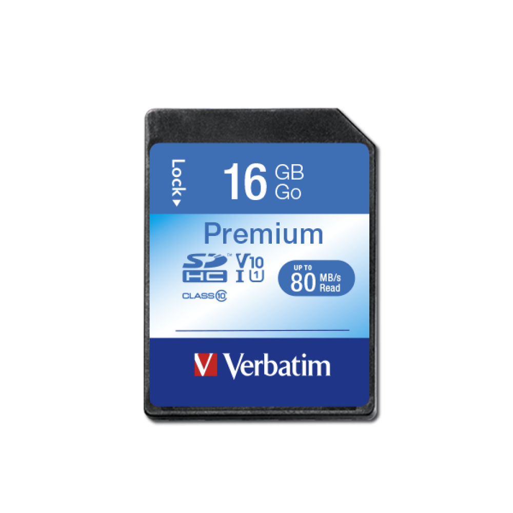 Карта памяти Verbatim Premium SDHC 16GB UHS-I U1 V10, R 80 МБ/с