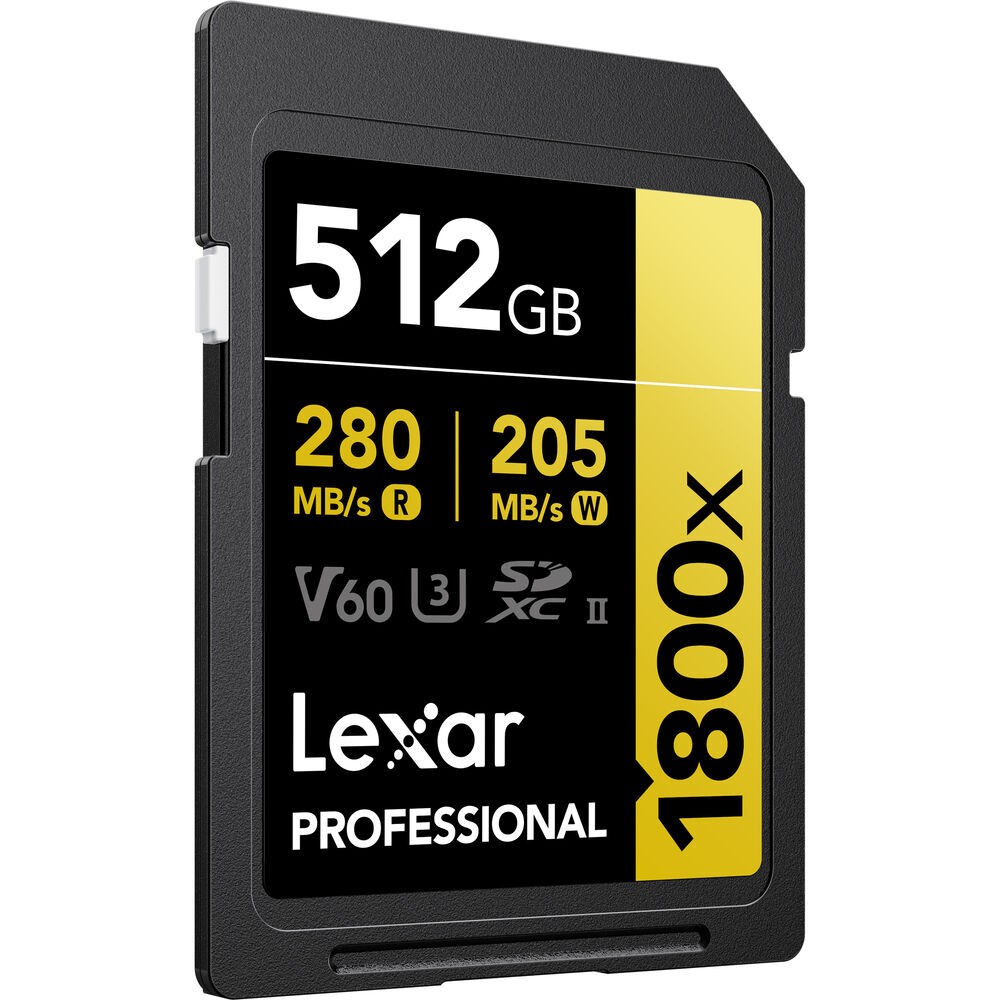 Карта памяти Lexar Professional 1800x Gold SDXC 512GB UHS-II U3 V60, R/W 280/205 МБ/с