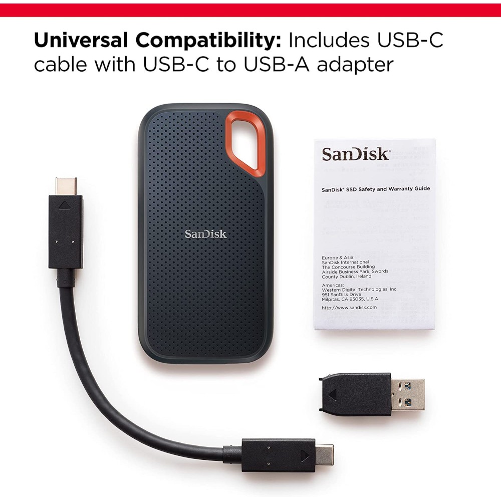 Внешний накопитель SanDisk Extreme Portable SSD V2 USB 3.2 Gen2 Type-C 4TB, R/W 1050/1000 МБ/с