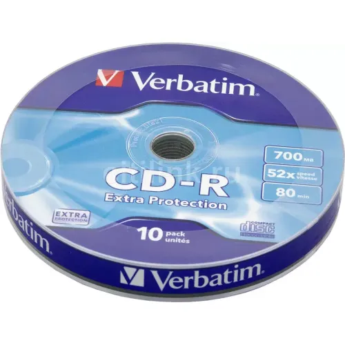 Оптический диск Verbatim CD-R 700MB 52X Extra Protection, Bulk, 10 шт
