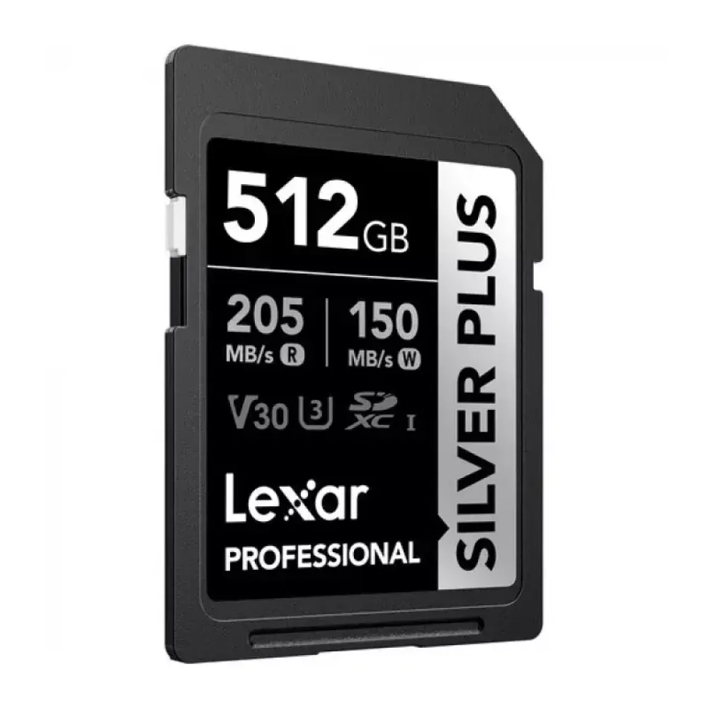 Карта памяти Lexar Professional SILVER PLUS SDXC 512GB UHS-I U3 V30 C10, R/W 205/150 МБ/с