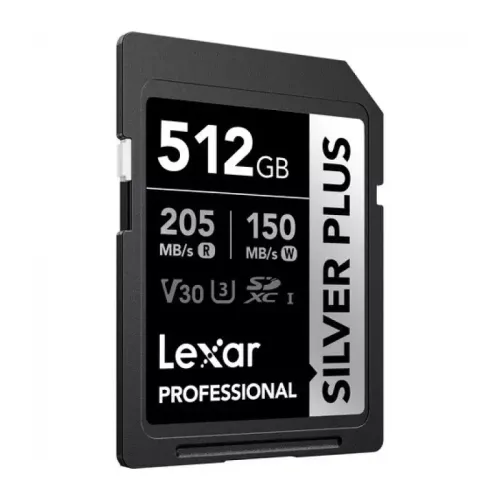 Карта памяти Lexar Professional SILVER PLUS SDXC 512GB UHS-I U3 V30 C10, R/W 205/150 МБ/с