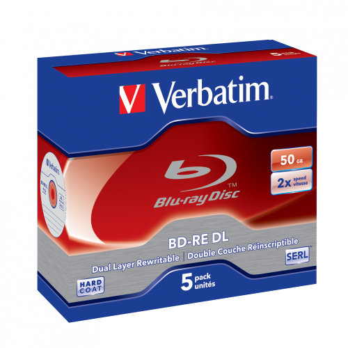 Оптический диск Verbatim BD-RE DL 50GB 2X HardCoat SERL, Slim Case, 5 шт