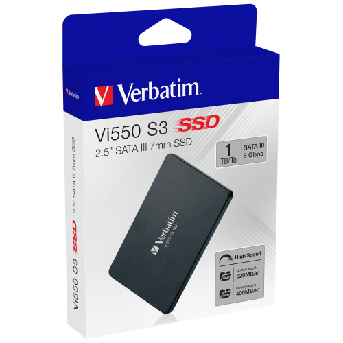 Внутренний накопитель Verbatim Vi550 S3 SSD 2,5'' SATA III 1TB, R/W 560/460 МБ/с
