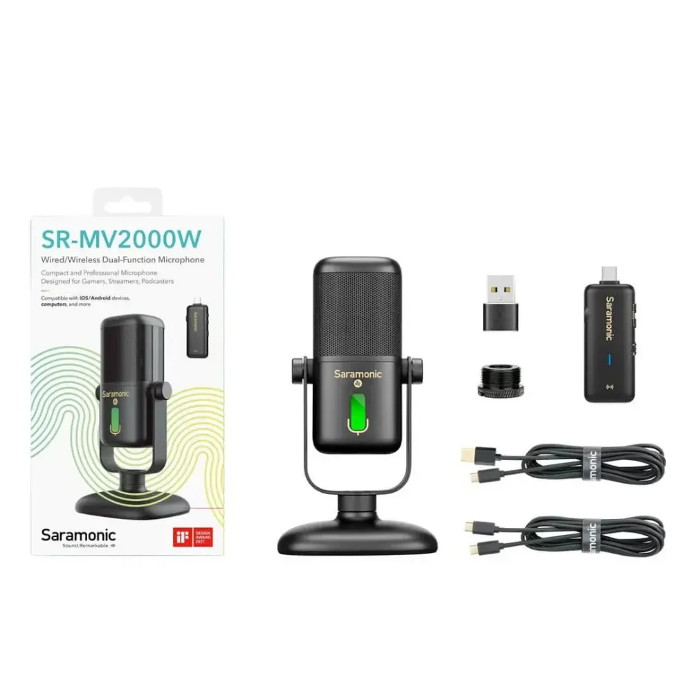 Микрофон настольный Saramonic SR-MV2000W проводной/беспроводной, разъем USB/Type-C