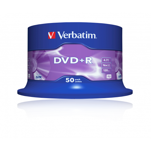 Оптический диск Verbatim DVD+R 4.7GB 16X AZO Matt Silver, Spindle, 50 шт