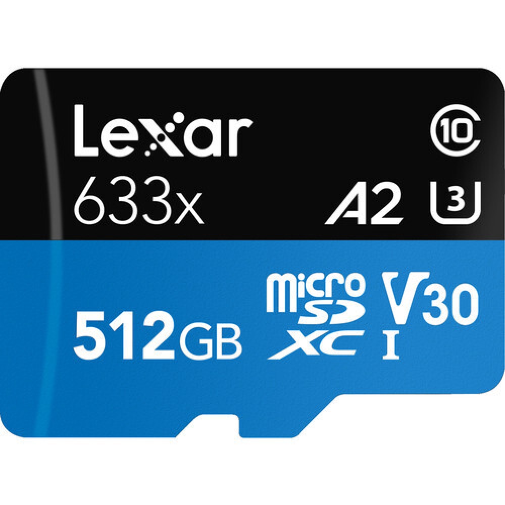Карта памяти Lexar High-Performance 633x Blue microSDXC 512GB UHS-I U3 V30 A2, R/W 100/70 МБ/с
