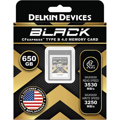 Карта памяти Delkin Devices Black 4.0 CFexpress Type B 650GB, R/W 3530/3250 МБ/с