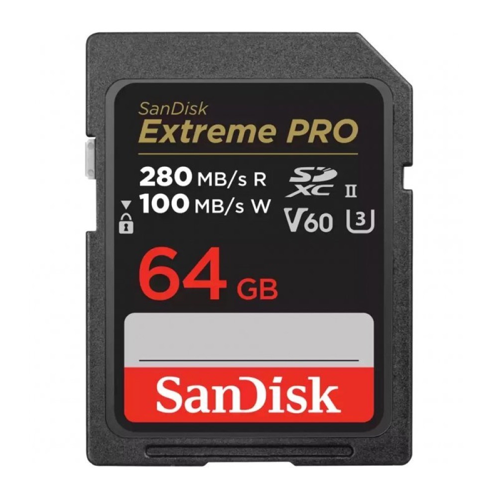 Карта памяти SanDisk Extreme Pro SDXC 64GB UHS-II U3 V60, R/W 280/100 МБ/с