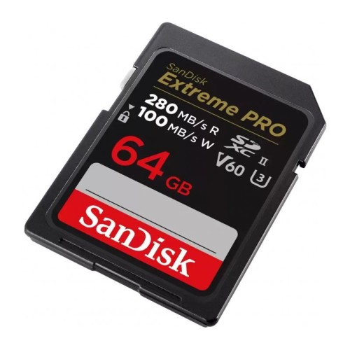 Карта памяти SanDisk Extreme Pro SDXC 64GB UHS-II U3 V60, R/W 280/100 МБ/с